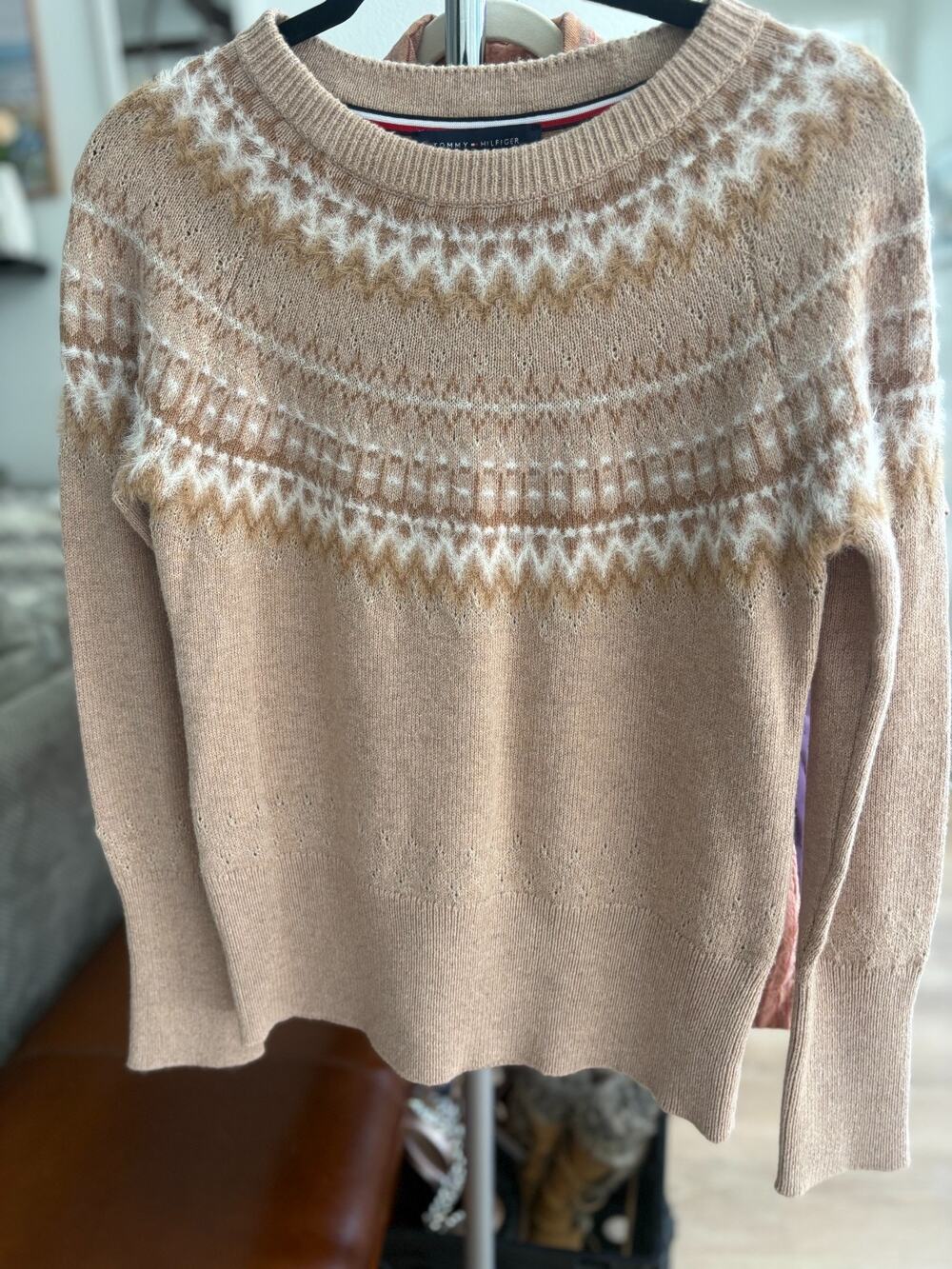 Tommy Hilfiger Women's Round-Neck Long-Sleeve Fair Isle Sweater Small 4-8 NEW